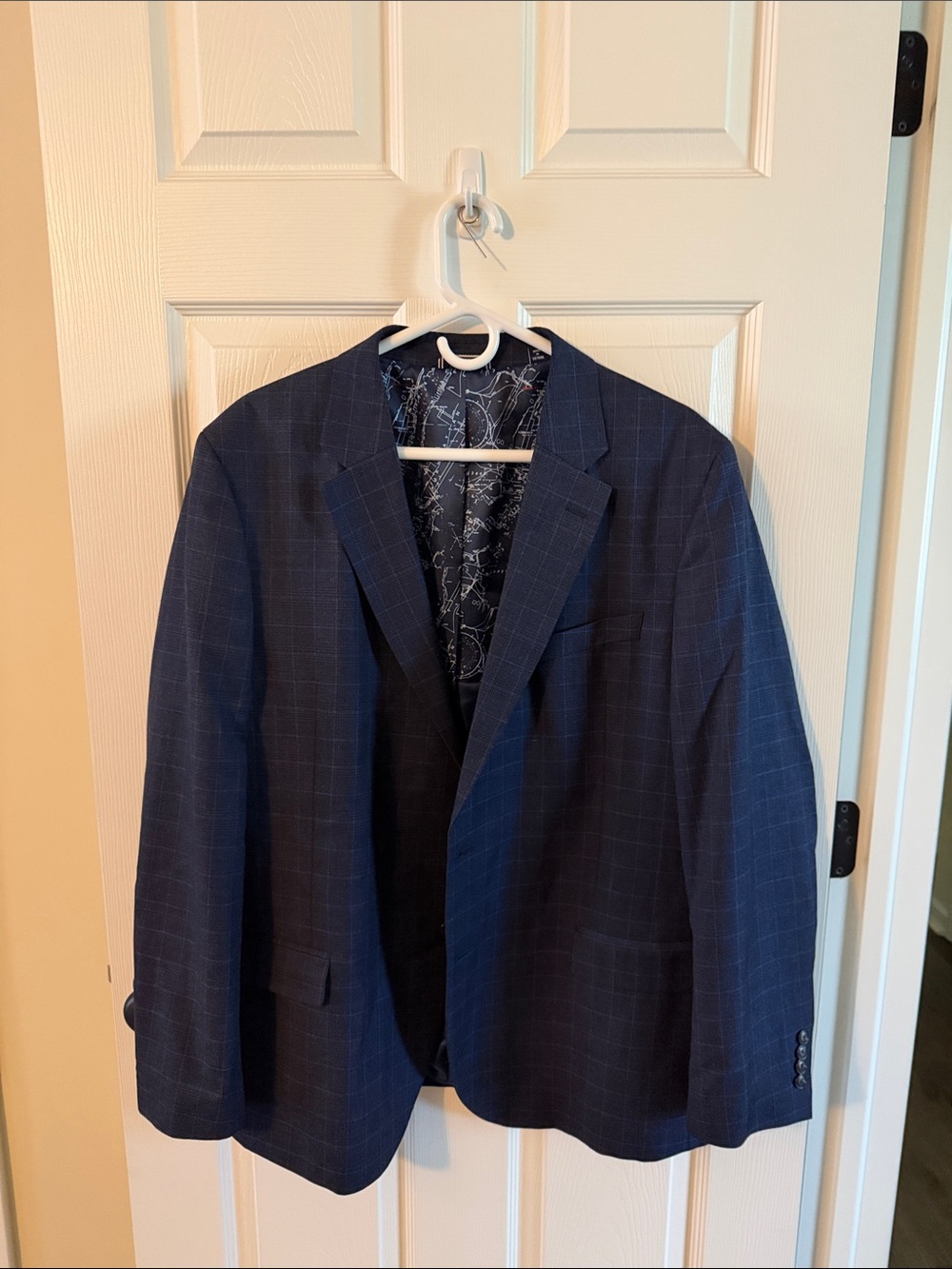 Nautica Mens Navy Windowpane Sport Coat